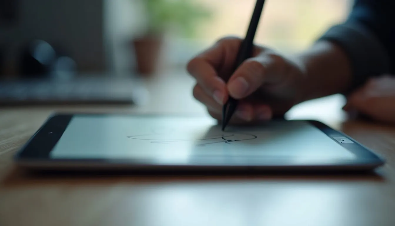 Close-up view of a digital signature pad with a stylus
