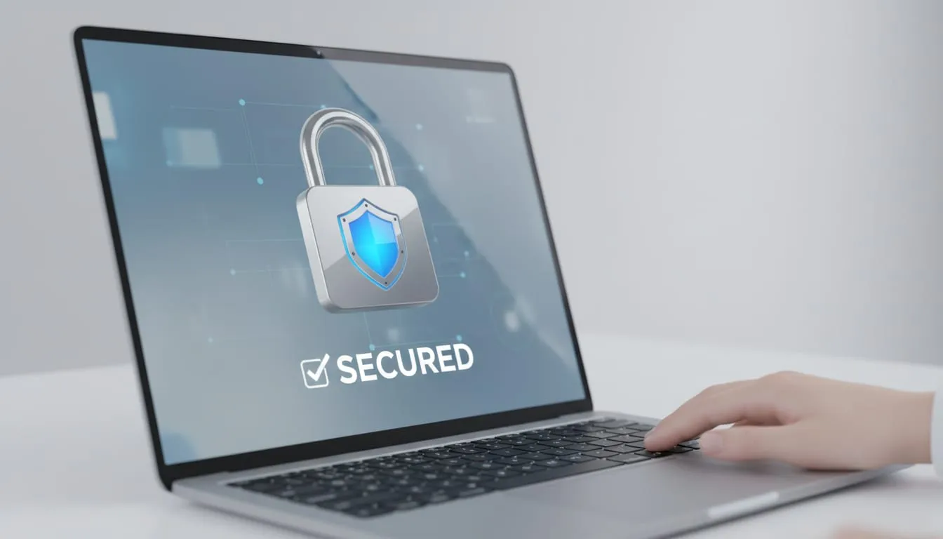 Close-up of a secure digital lock icon on a computer screen